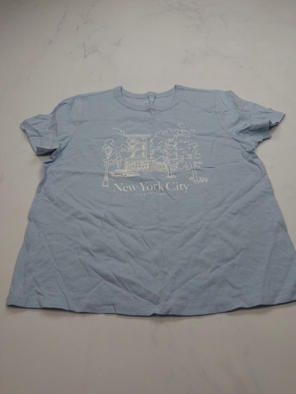 Old Navy New York City Graphic Tee Light Blue 2010s Minimalist - Womens M